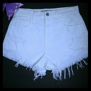 Hollister Distressed White Jean Shorts
